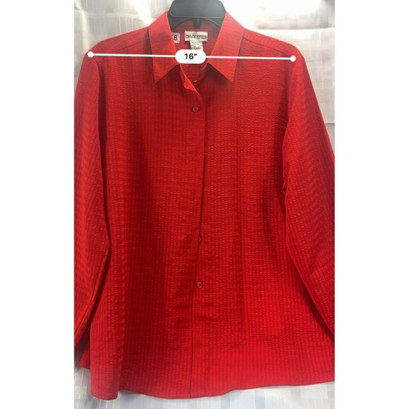 Apparenza women long sleeve shirt, color red, size L, button down - Picture 3 of 11